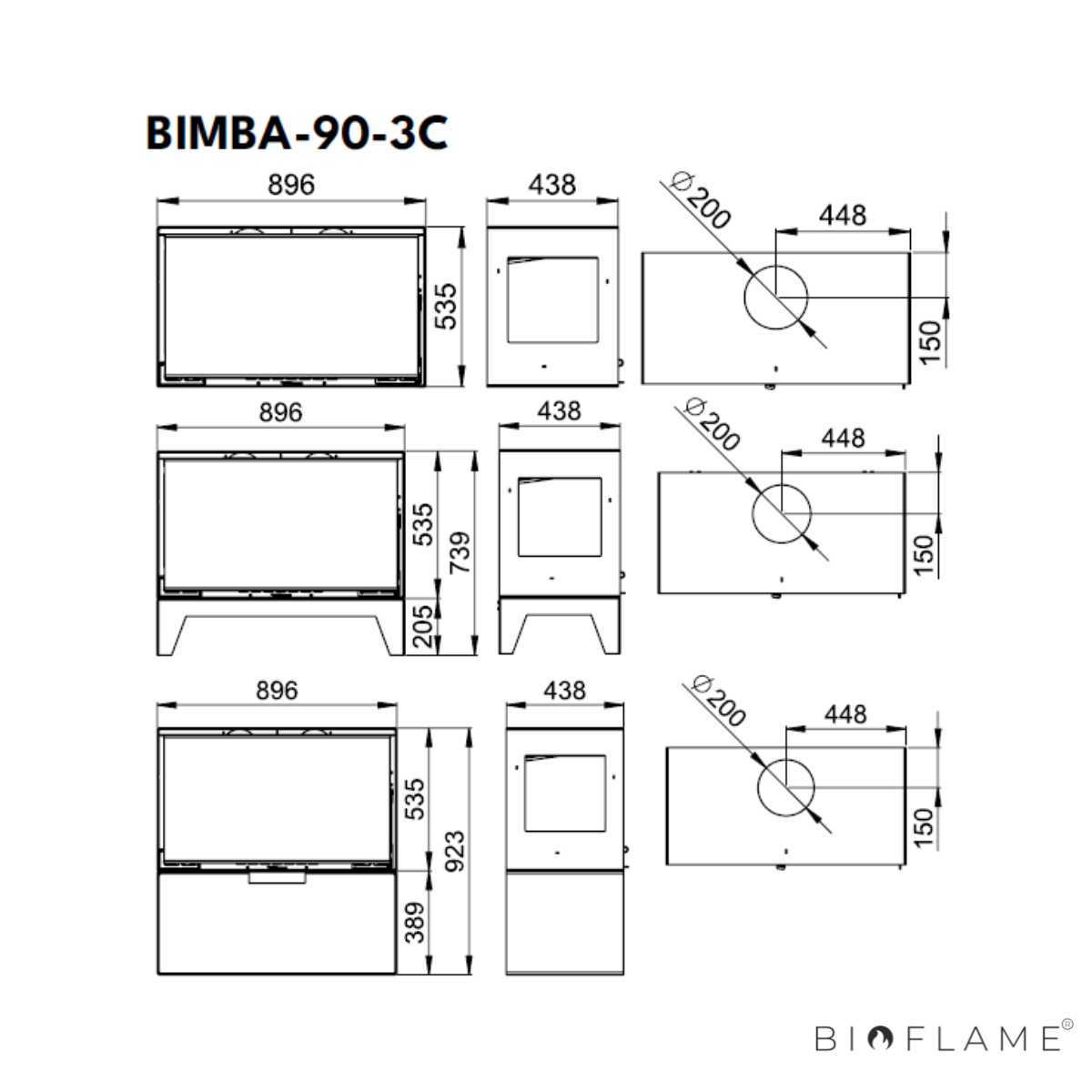Salamandra a Lenha com Ventilação Bronpi Bimba 90 3C