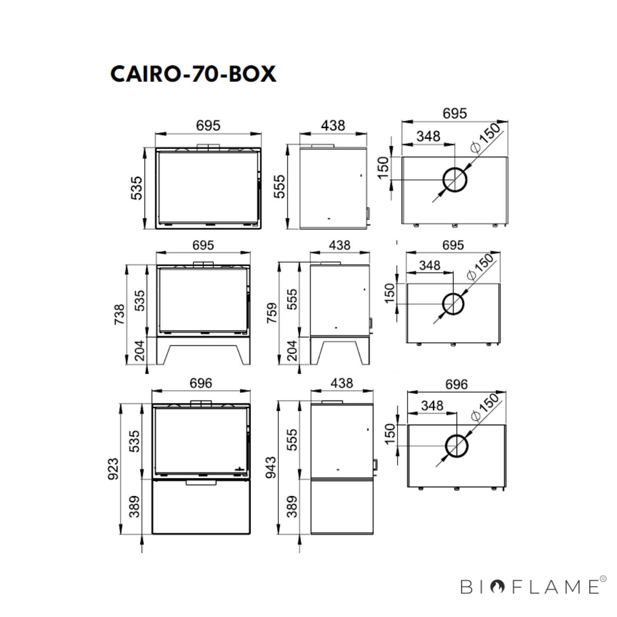 Salamandra a Lenha Bronpi Cairo 70 Box