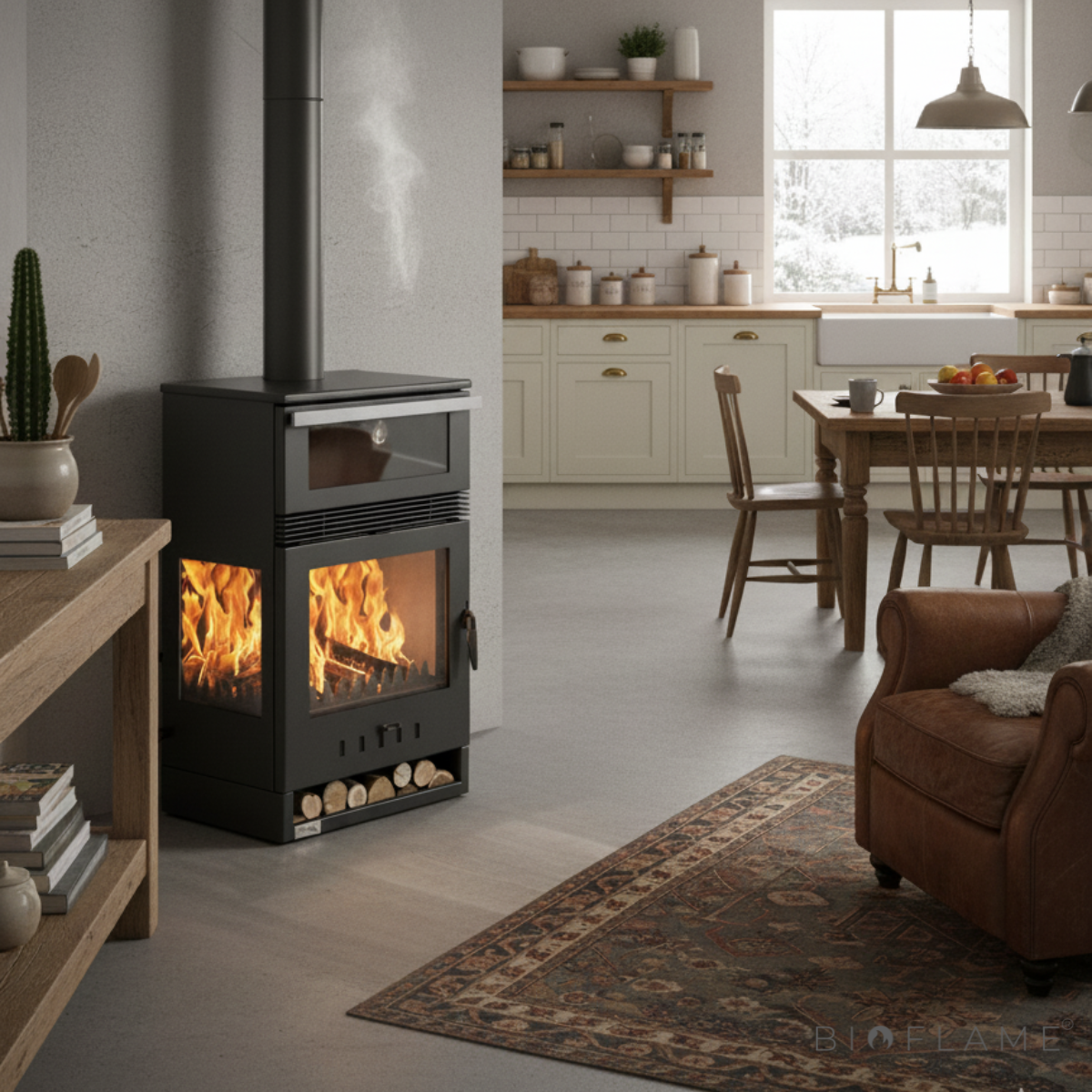 Salamandra a Lenha com Ventilação Teba Therm TKS-15 Forno Trifacial