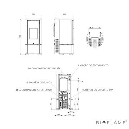 Salamandra a Pellets para Aquecimento Central Nobis Shape Glass H10 / H12