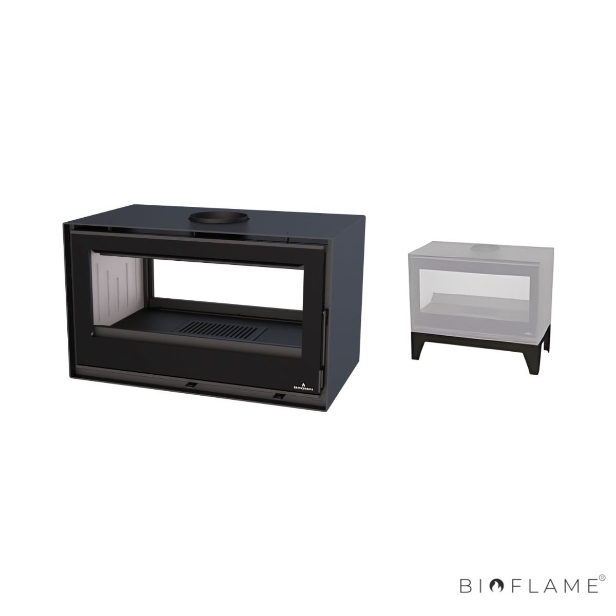 Salamandra a Lenha Bronpi Cairo 90 Box Dupla Face