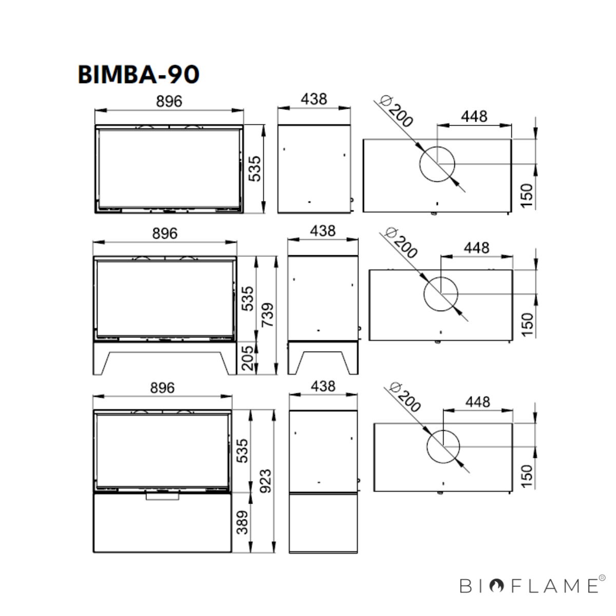 Salamandra a Lenha com Ventilação Bronpi Bimba 90