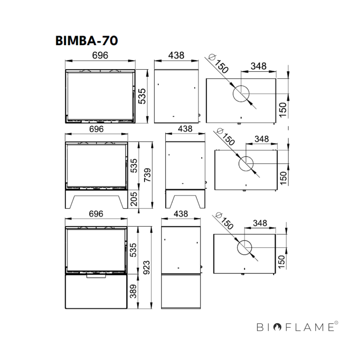 Salamandra a Lenha com Ventilação Bronpi Bimba 70
