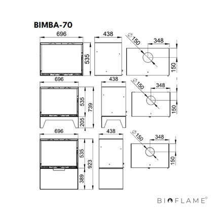 Salamandra a Lenha com Ventilação Bronpi Bimba 70