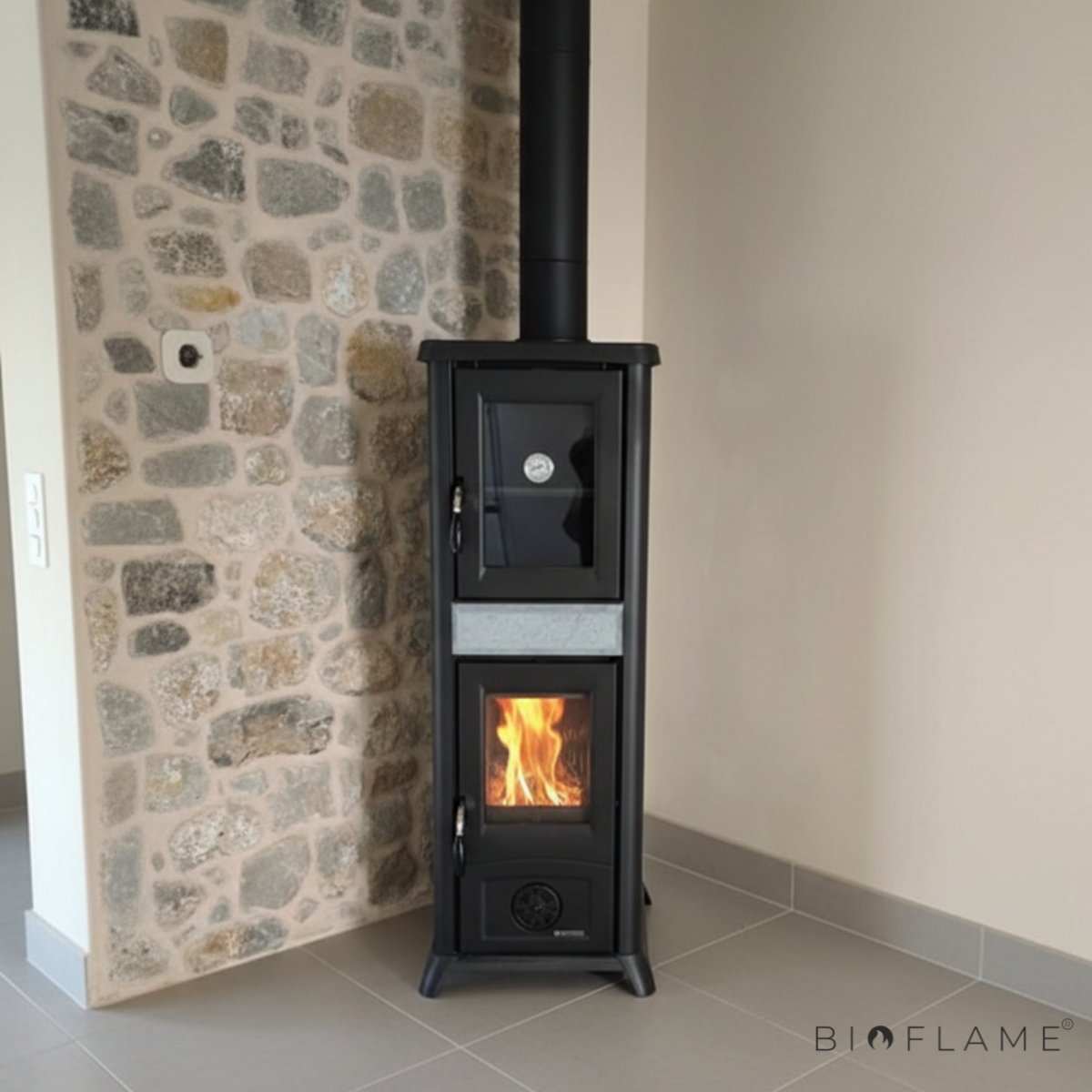 Salamandra a Lenha em Ferro Fundido Nordica Extraflame Gemma Forno