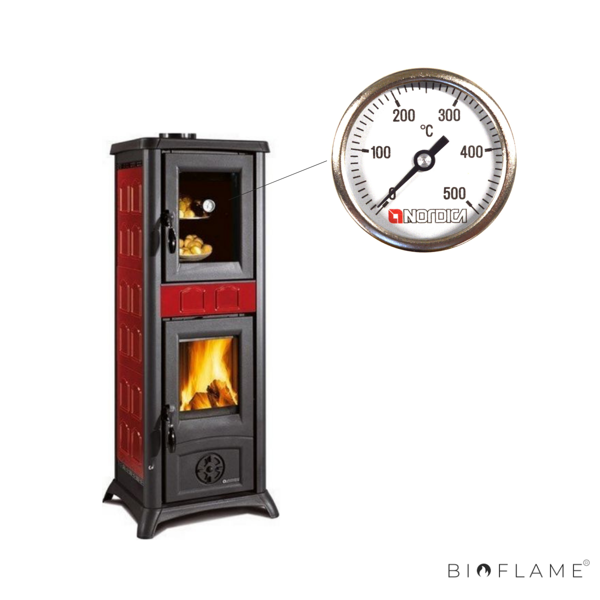 Salamandra a Lenha em Ferro Fundido Nordica Extraflame Gemma Forno