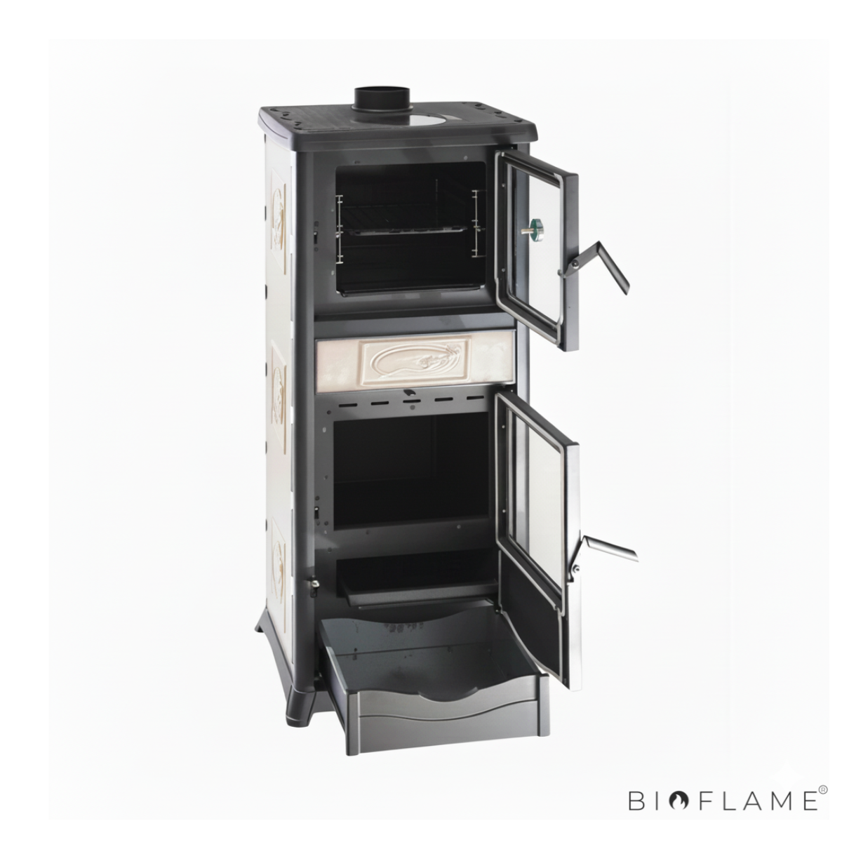 Salamandra a Lenha em Ferro Fundido Nordica Extraflame Rossella Plus Forno